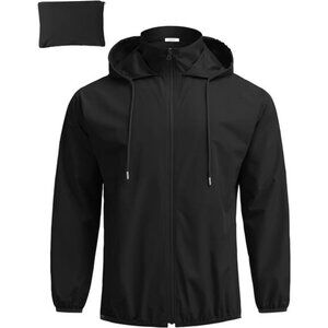 Men's Packable Rain Jacket Lightweight Waterproof Raincoat with Hood Travel